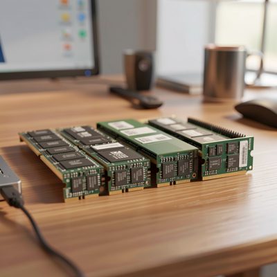 several nvme drives arranged in a row on a desk