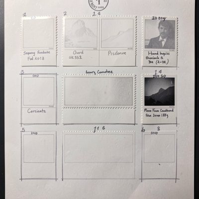 a contact sheet with frames marked in pencil