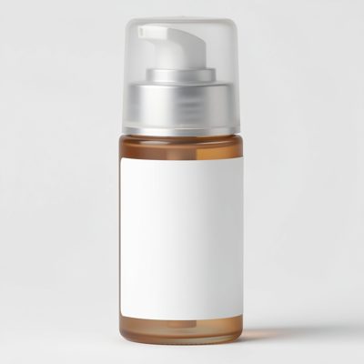an airless cosmetic pump with a blank unprinted white label