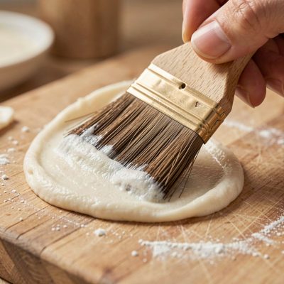 a peel being applied with a fan brush