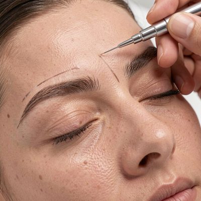 a threading treatment shaping an eyebrow