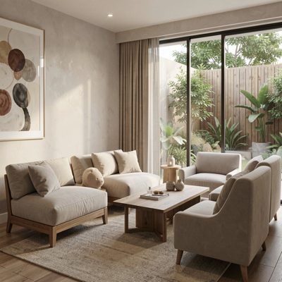 a spa waiting area with low seating