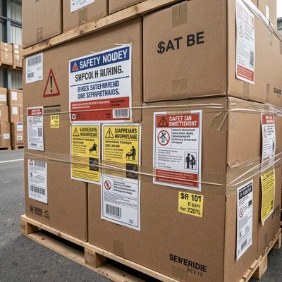 a site hoarding with printed safety notices