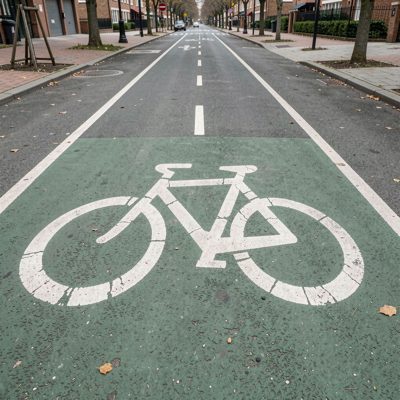 a bicycle lane with a painted symbol