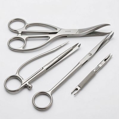 a set of surgical instruments for a small animal