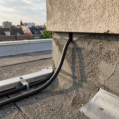 a rooftop cable entry with a drip loop into the building