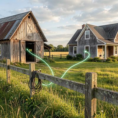 a wireless link between a barn and a farmhouse