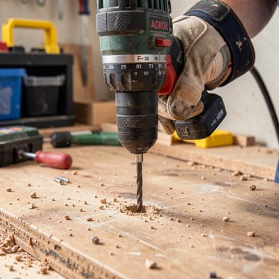 a hand brace drilling a hole