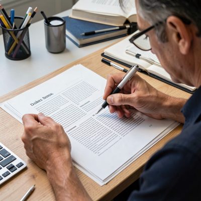 an editor marking up a printed article