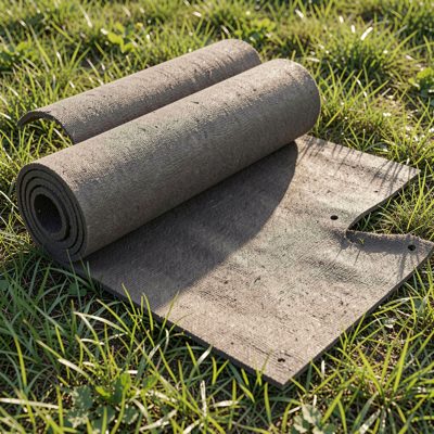 a mat being unrolled on grass